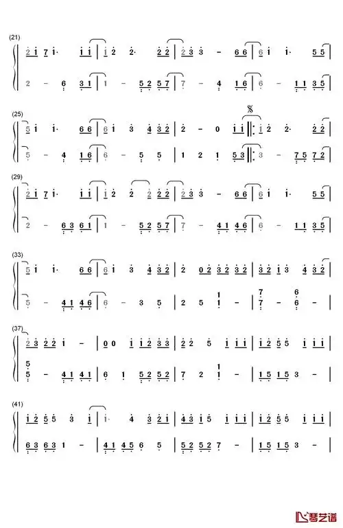 守护家钢琴简谱-数字双手-tfboys2