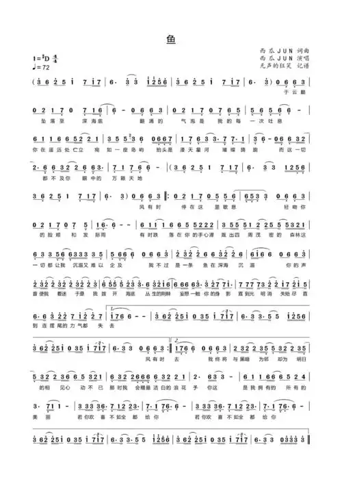 鱼简谱分享