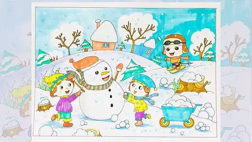 冬天下雪场景画教程