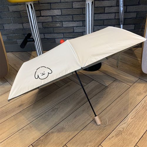 折叠防晒线条小狗雨伞小猫防晒太阳伞简笔画简约学生伞