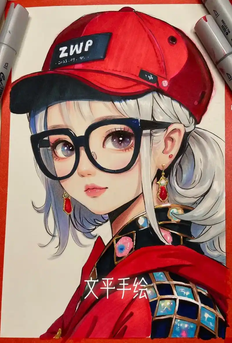 马克笔人物手绘步骤图分享/小红帽女孩#图文来了 #手绘 #马 - 抖音