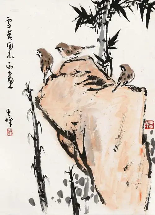 【麻雀图 镜心 设色纸本】拍卖品_图片_价格_鉴赏_绘画_雅昌艺术品