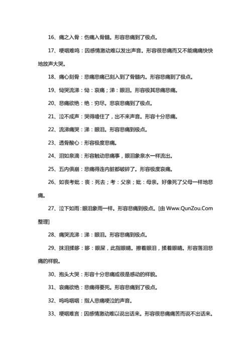 形容难过的四字词语300个doc13页