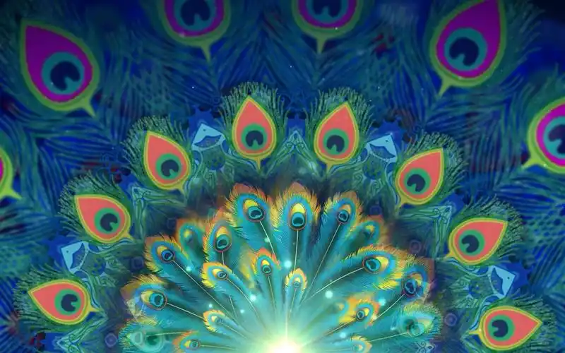 孔雀民族舞彩云之南蹈唯美开屏云南傣族 led大屏幕背景视频素材