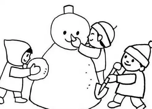 冬季打雪仗堆雪人简笔画