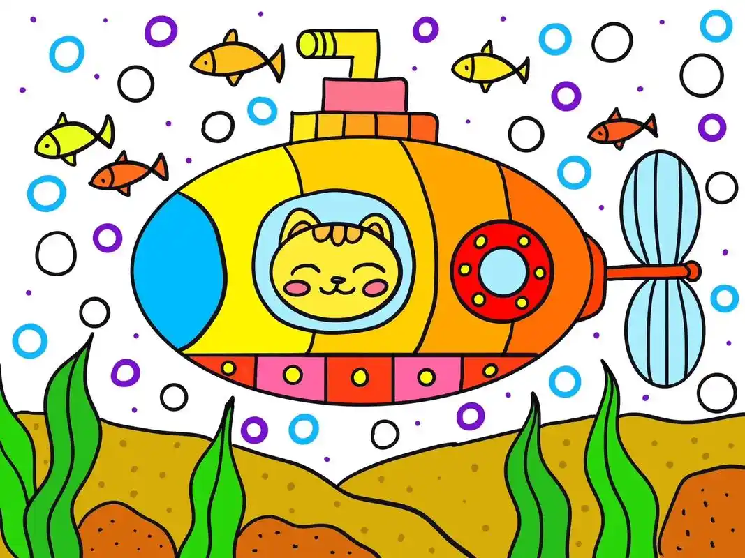 潜水艇简笔画.#跟着抖音学画画 #一学就会的简笔画 #原来画 - 抖音