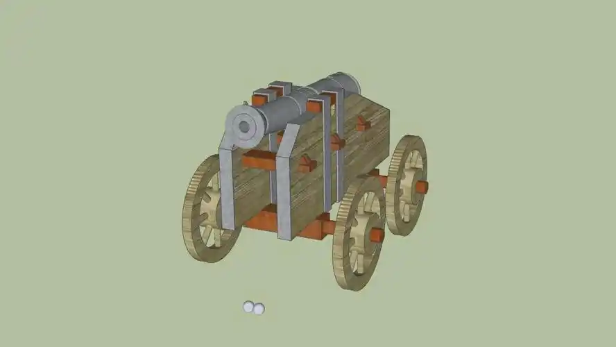 参考战图发射模式,该类火炮一次性发射两发炮弹,结合明末各类火器书籍