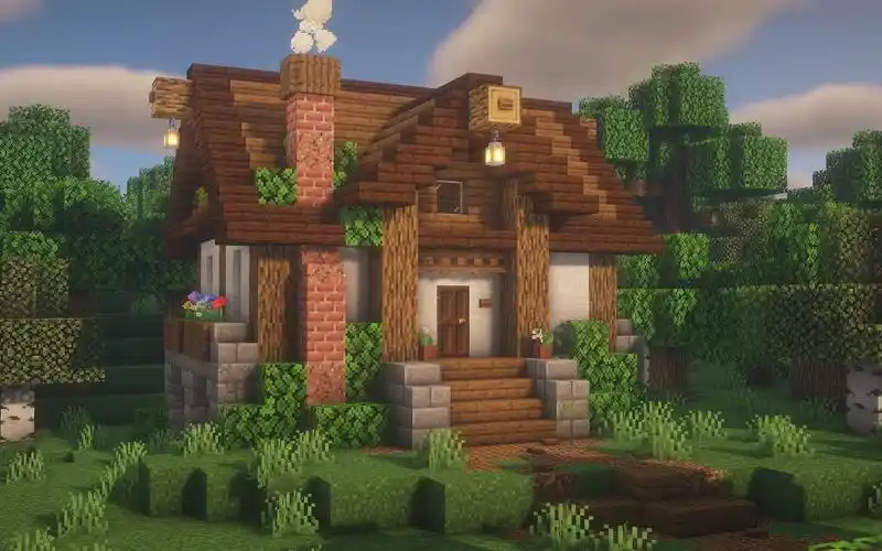 【建筑教程】带你建造一个温馨小屋!_我的世界_攻略