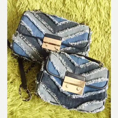 【michael kors】拼接牛仔布链条包