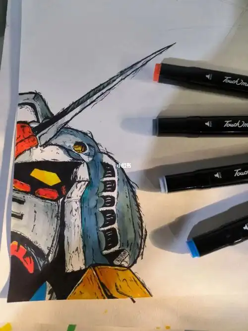 昨天用直液笔画的元祖高达真的好累