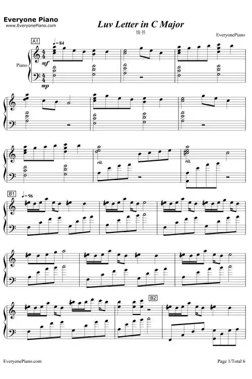 luv letter 钢琴谱_dj okawari