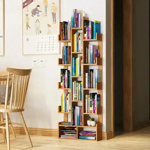 书架儿童现代简易极窄款 边角树形落地多层创意家用 -