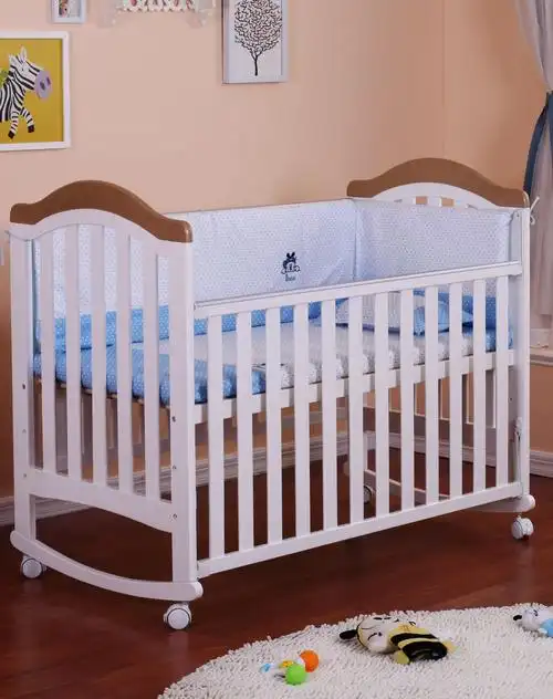 【可变摇床 送蚊帐】婴儿床 蓝色床围4件套