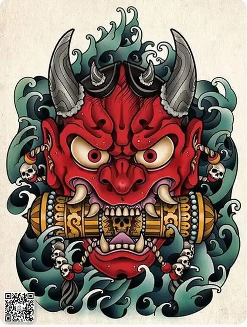 日式满背通体新老传统般若纹身手稿素材