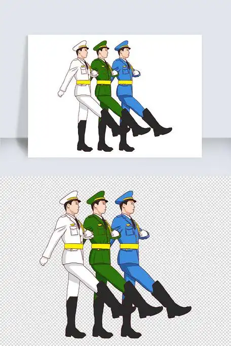 海陆空三军手绘插画免抠元素