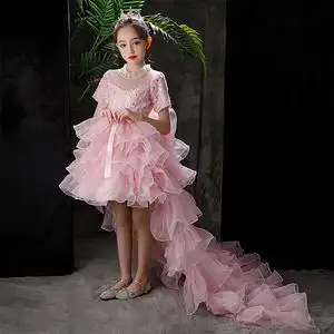 女童礼服儿童公主裙花童婚礼拖尾主持人晚礼服高端洋气钢琴演出服