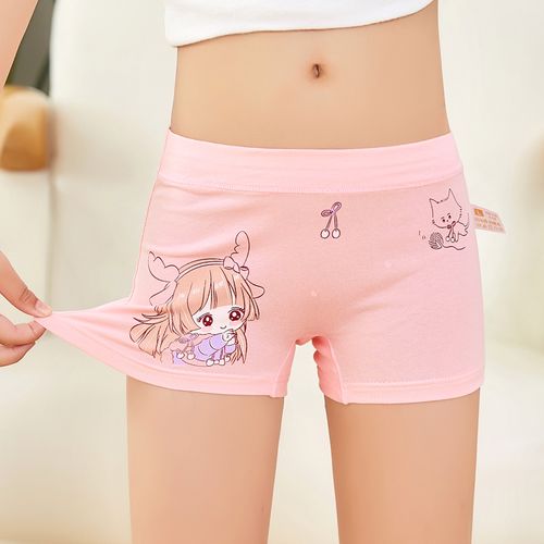 4条装品牌女童内裤纯棉平角裤儿童内裤女宝宝小孩学生女孩春夏款