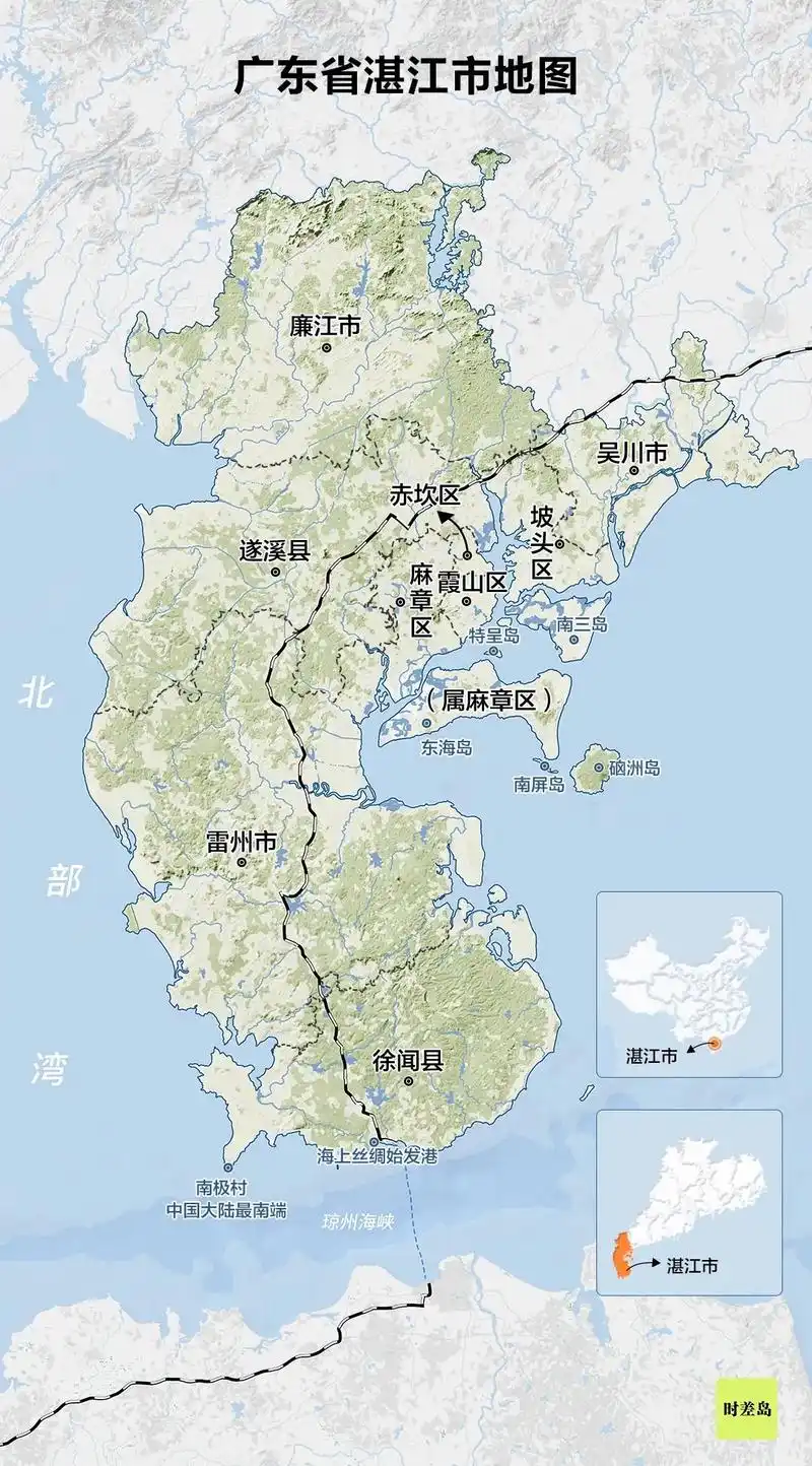 32万k㎡≈1/3海南位于粤,桂,琼三省(区)交界处湛江,广东省地级市湛