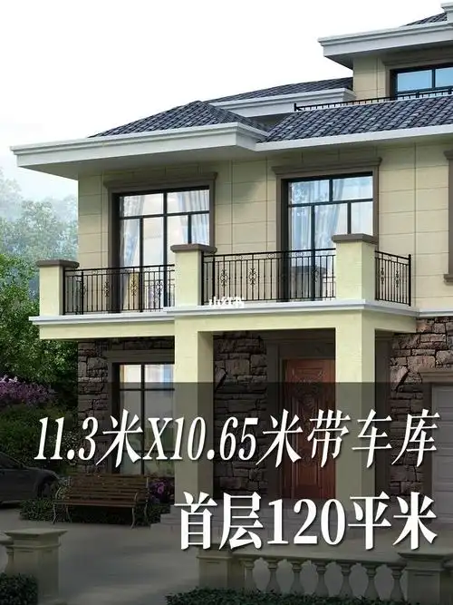 简约时尚占地120平带车库自建房别墅设计图