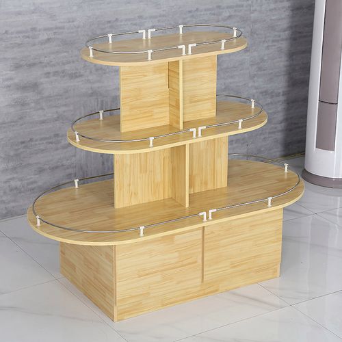 超市货架中岛柜超市椭圆母婴货架化妆品展示柜促销台柜台展示台圆形