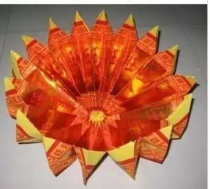 烧纸用的聚宝盆怎么叠?将其展开.内放元宝的.