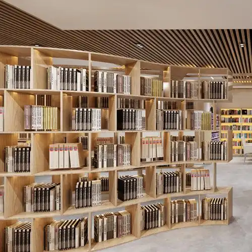 厂家定制书店多层组合木制品烤漆展示柜学校图书馆阅览室现代书柜
