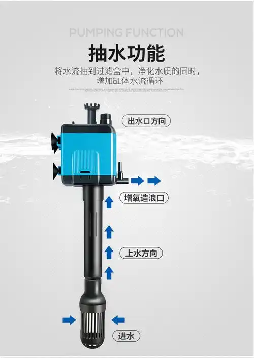 鱼缸过滤器三合一潜水泵增氧过滤泵净水循环小型抽水泵加氧泵