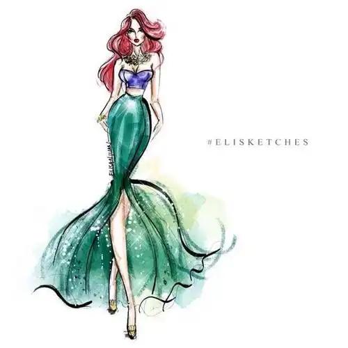 迪士尼公主们的礼服手绘插画|来自画家eli san juan
