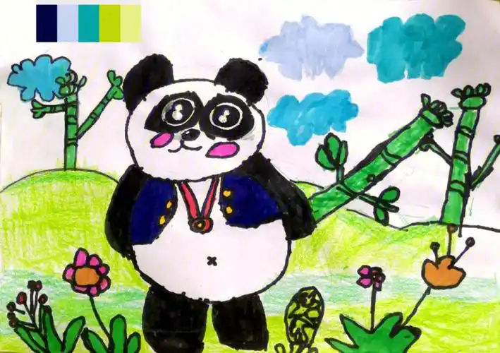 儿童画熊猫