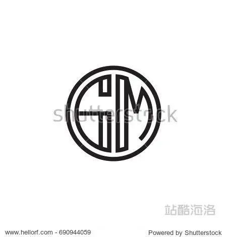 initial letter gm minimalist line art monogram circle logo black