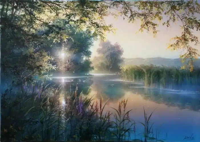 风景画大师尤什凯维奇的绘画独特的森林与田野之美