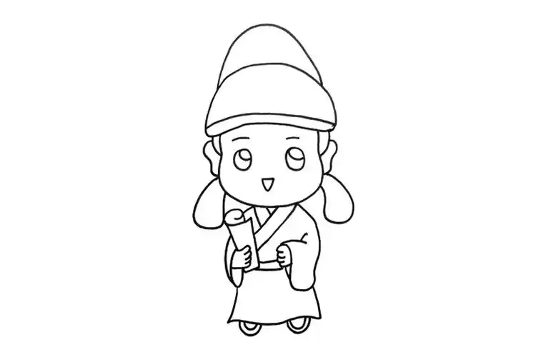 一步一步学画可爱李白简笔画