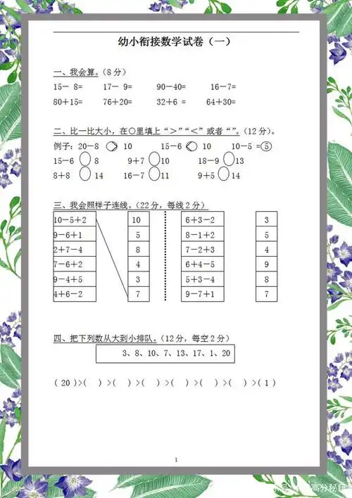 幼升小:数学试卷23套准备给孩子,一天一套,训练孩子思维能力