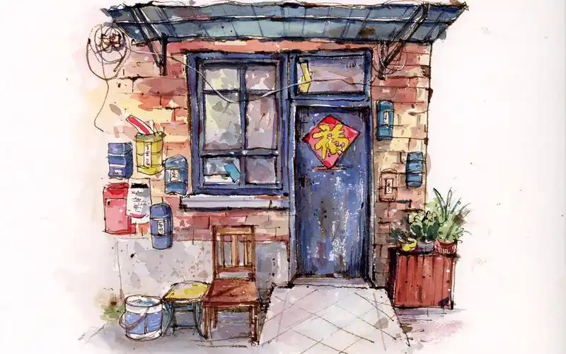 【美薇水彩31】《老砖房》钢笔淡彩|分享|绘画过程|水彩速写|水彩过程