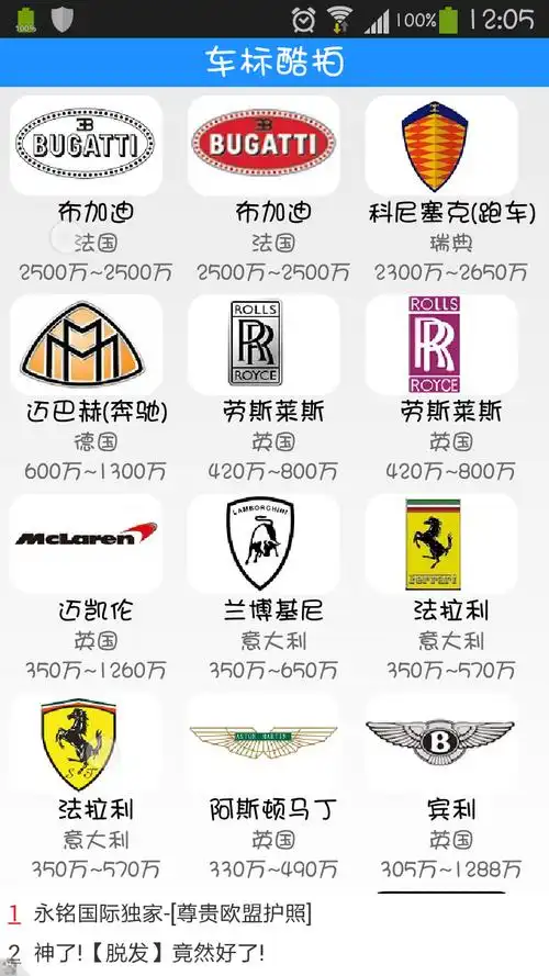 什么软件显示各种车标并且还带车价