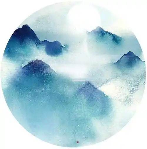 水墨山古风水彩风景背景写意唯美意境