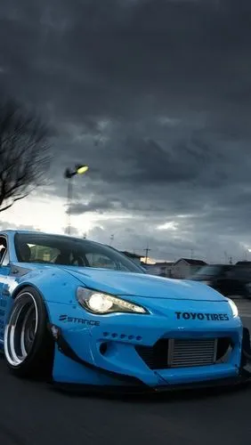 丰田gt86蓝色超级跑车前视图 iphone 壁纸