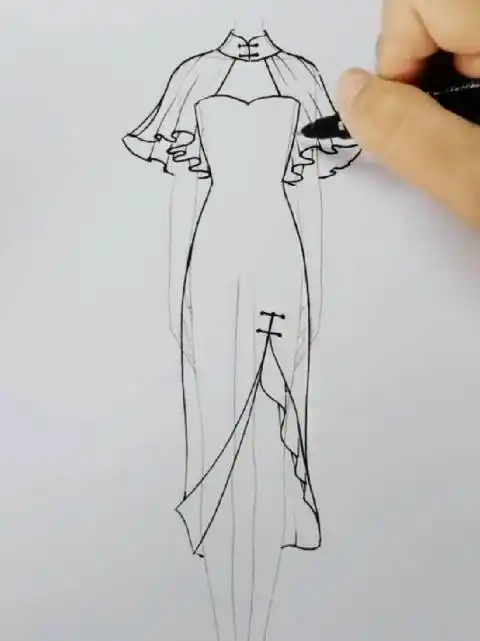 教你改良式旗袍的画法 by : 妮绘服装设计