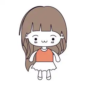 剪影颜色部分和浅棕色头发的卡哇伊小女孩,长头发和面部表情疲惫照片