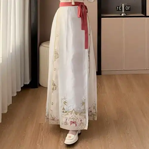 碎花百褶马面裙长裙女春秋季国风长袖套装衬衫新中式时尚2024新款