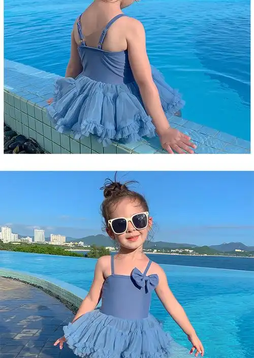 忆爱婴儿泳衣女童宝宝幼儿连体游泳衣小中儿童女孩三角温泉泳装绿色80