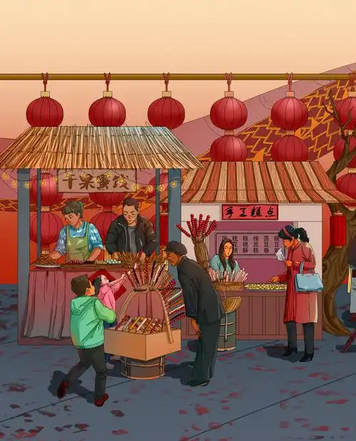 春节庙会插画