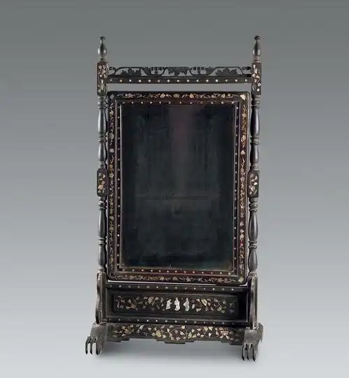 0164红木嵌螺钿镜屏