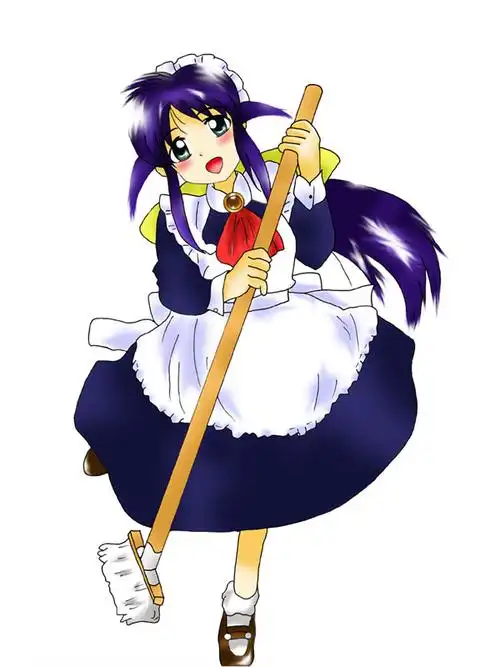 正扫地的动漫女生图片