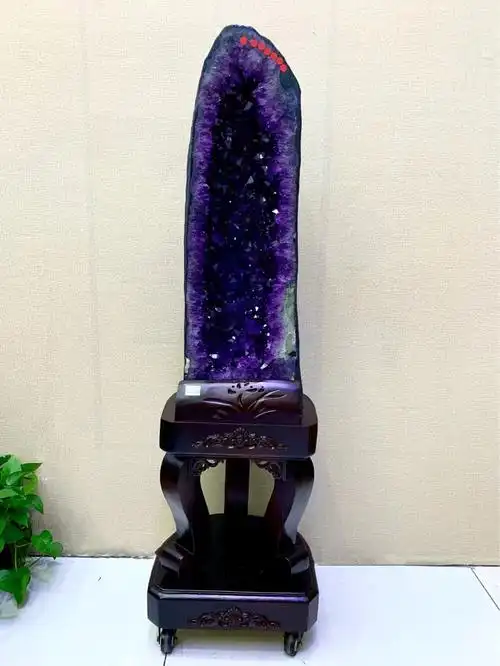 凤呈祥天然巴西紫水晶洞摆件紫晶洞钱袋子聚宝盆风水布局装饰品