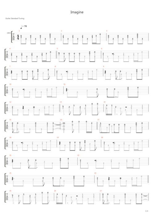 imagine吉他谱