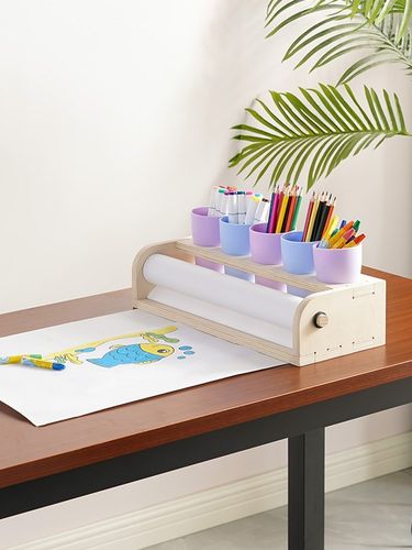儿童桌面画架幼儿园小孩绘画涂鸦画卷工具桌上台式实木卷纸收纳