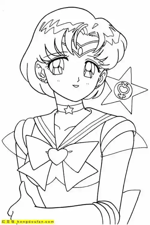 为正义而战的美少女战士月野兔卡通涂色图片-红豆饭小学生简笔画大全