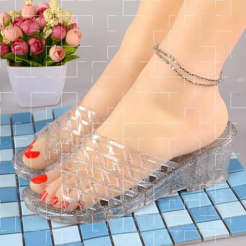 水晶凉鞋女塑料老式简约怀旧80年代复古鱼嘴果冻鞋夏外穿防滑软底