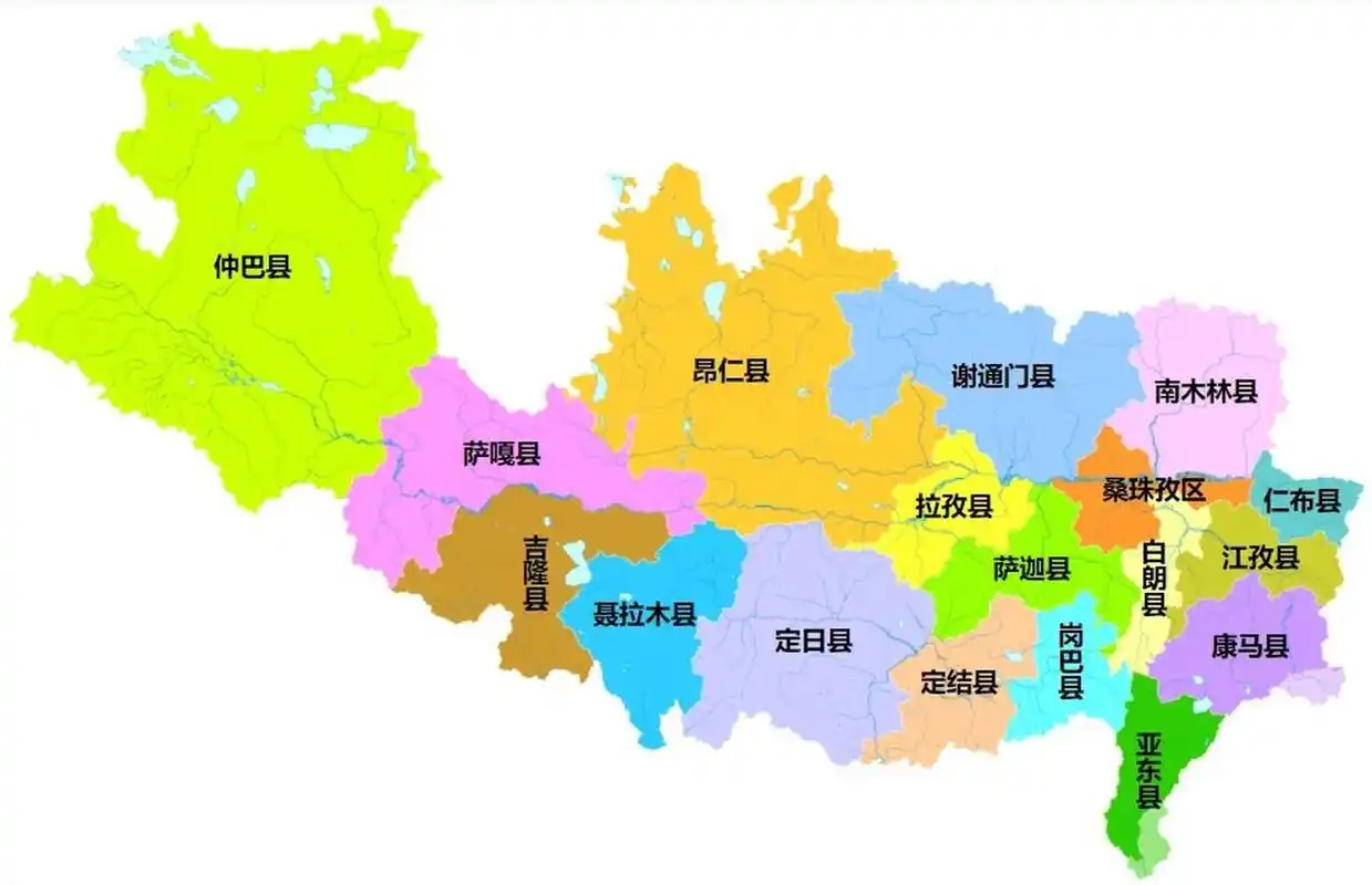 日喀则行政区划 日喀则市,西藏自治区辖地级市,总面积为17.